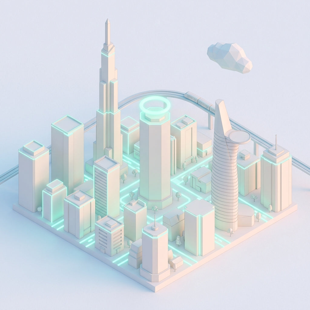 Hồ Chí Minh City — low-poly isometric skyline