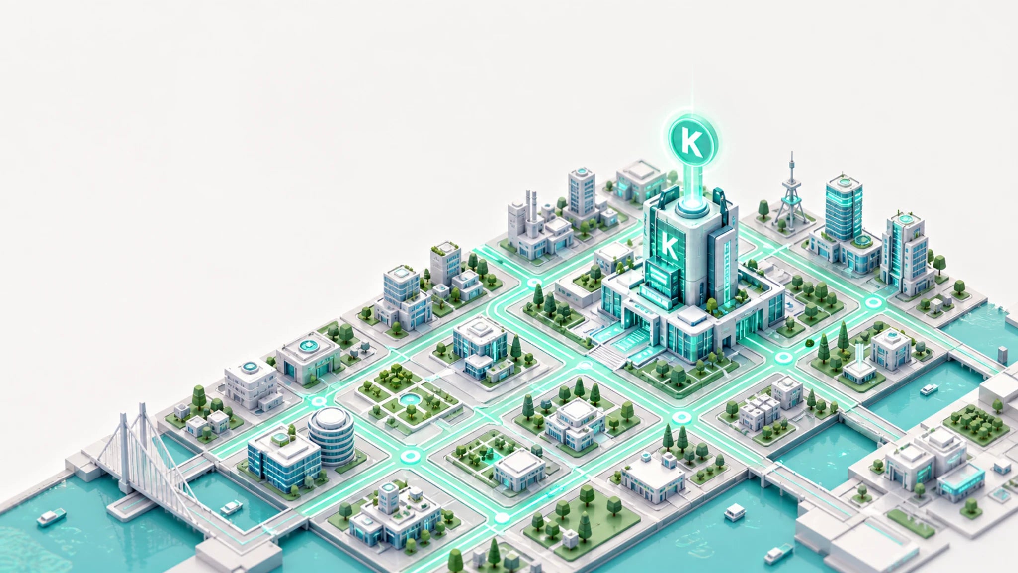 Isometric game map of Kachersoft Agent Headquarters in a calm Ho Chi Minh City-inspired district